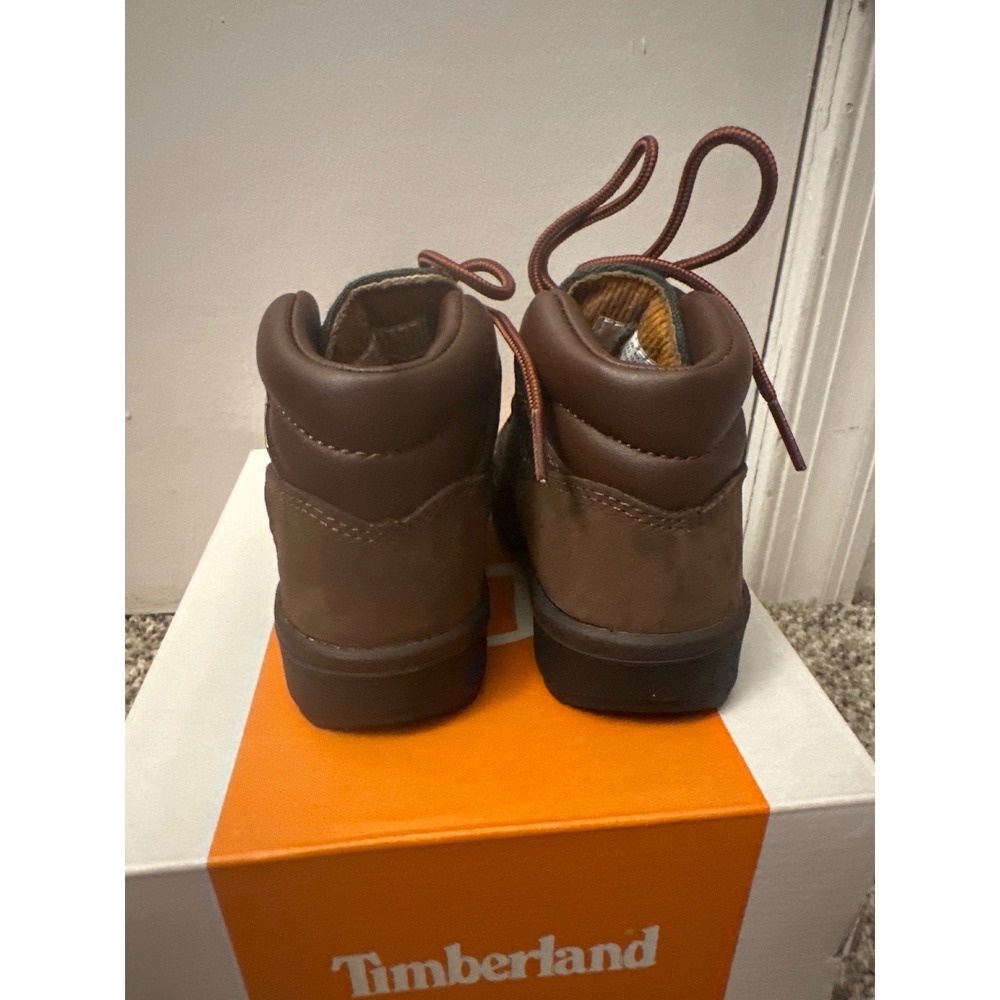 Timberland Field Boot Mid Lace Toddler Dark Brown Green Size 6 - Picture 3 of 5